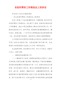 在驻村帮扶工作推进会上的讲话