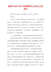 县委书记在2025年县委经济工作会议上的讲话