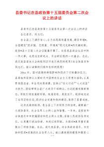 县委书记在县政协第十五届委员会第二次会议上的讲话