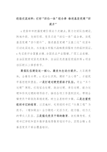 经验交流材料打好四位一体组合拳推进基层党建四提升