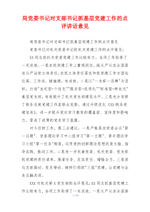 局党委书记对支部书记抓基层党建工作的点评讲话意见