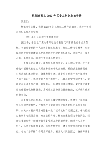 组织部长在20XX年区委工作会上的讲话