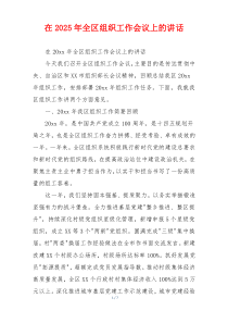 在2025年全区组织工作会议上的讲话