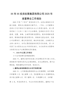 (整理)XX市XX投资发展集团有限公司2025年度董事会工作报告