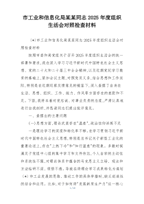 市工业和信息化局某某同志2025年度组织生活会对照检查材料