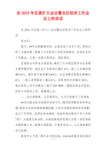 在2025年区委扩大会议暨全区经济工作会议上的讲话