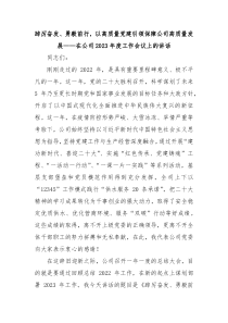 踔厉奋发勇毅前行以高质量党建引领保障公司高质量发展在公司20XX年度工作会议上的讲话
