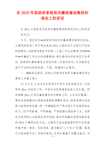 在2025年县政府系统党风廉政建设集体约谈会上的讲话