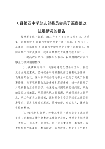 (整理)X县第四中学总支部委员会关于巡察整改进展情况的报告