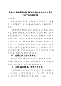 (整理)中共XX县自然资源和规划局党组关于纪检监察工作情况的专题汇报1