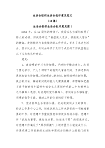 15篇生活会组织生活会批评意见范文