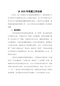 (整理)乡2025年党建工作总结