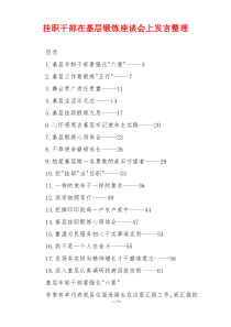 挂职干部在基层锻炼座谈会上发言整理