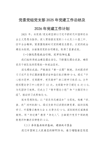 (整理)党委党组党支部2025年党建工作总结及2026年党建工作计划