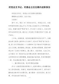 村党总支书记、村委会主任任期内述职报告