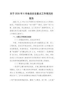 (整理)关于2025年X市食品安全重点工作情况的报告