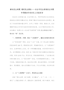 解决民生难题增进民生福祉在全市民生领域突出问题专项整治行动会议上交流发言
