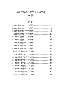 18篇20XX年政务公开工作总结汇编