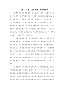 某县五星支部创建工作经验材料