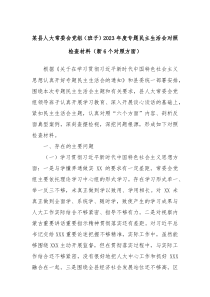 某县人大常委会党组班子20XX年度专题民主生活会对照检查材料新6个对照方面