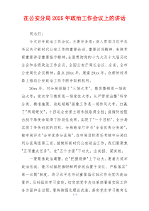 在公安分局2025年政治工作会议上的讲话