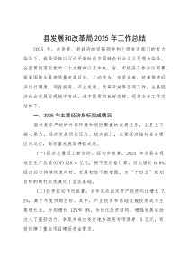(整理)县发展和改革局2025年工作总结