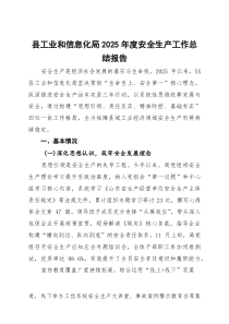 (整理)县工业和信息化局2025年度安全生产工作总结报告