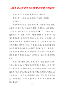 在县乡贤人才返乡创业新春茶话会上的讲话