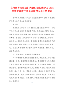 在市商务局党组扩大会议暨传达学习2025年中央经济工作会议精神大会上的讲话