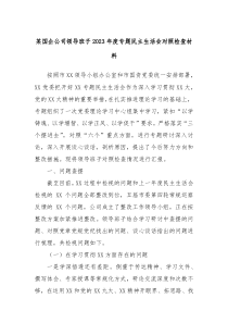 某国企公司领导班子20XX年度专题民主生活会对照检查材料