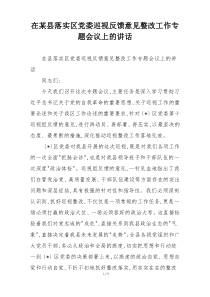 在某县落实区党委巡视反馈意见整改工作专题会议上的讲话