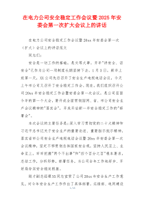在电力公司安全稳定工作会议暨2025年安委会第一次扩大会议上的讲话