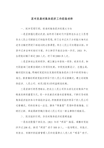 某市发展村集体经济工作经验材料