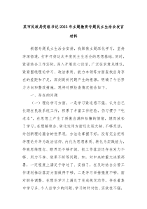 某市民政局党组书记20XX年主题教育专题民主生活会发言材料