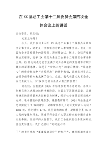 (整理)在XX县总工会第十二届委员会第四次全体会议上的讲话