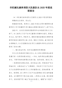 市机械化森林消防大队副队长2025年度述职报告