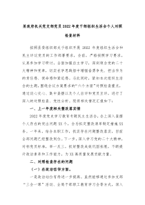 某政府机关党支部党员20XX年度干部组织生活会个人对照检查材料