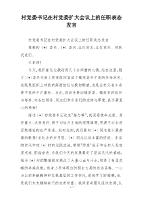 村党委书记在村党委扩大会议上的任职表态发言