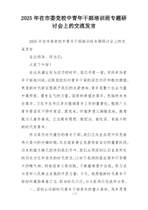 (参考)2025年在市委党校中青年干部培训班专题研讨会上的交流发言