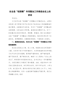 (整理)在全县“校园餐”专项整治工作推进会议上的讲话