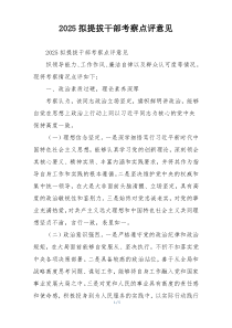 (参考)2025拟提拔干部考察点评意见