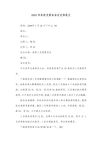 20XX年农村支委会会议记录范文