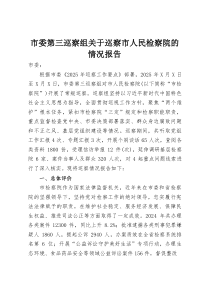 (整理)市委第三巡察组关于巡察市人民检察院的情况报告