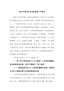 20XX年国有企业纪检监督工作要点