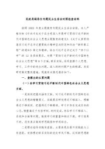 民政局副局长专题民主生活会对照检查材料