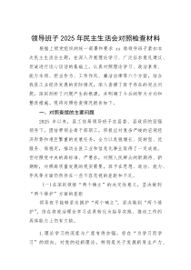 (整理)领导班子2025年民主生活会对照检查材料