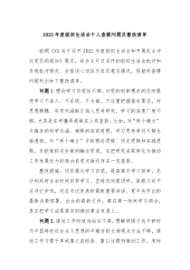 20XX年度组织生活会个人查摆问题及整改清单