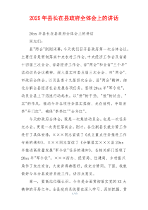 2025年县长在县政府全体会上的讲话