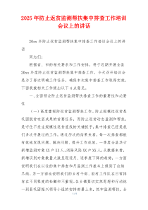 2025年防止返贫监测帮扶集中排查工作培训会议上的讲话