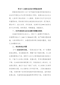 科长个人组织生活会对照检查材料